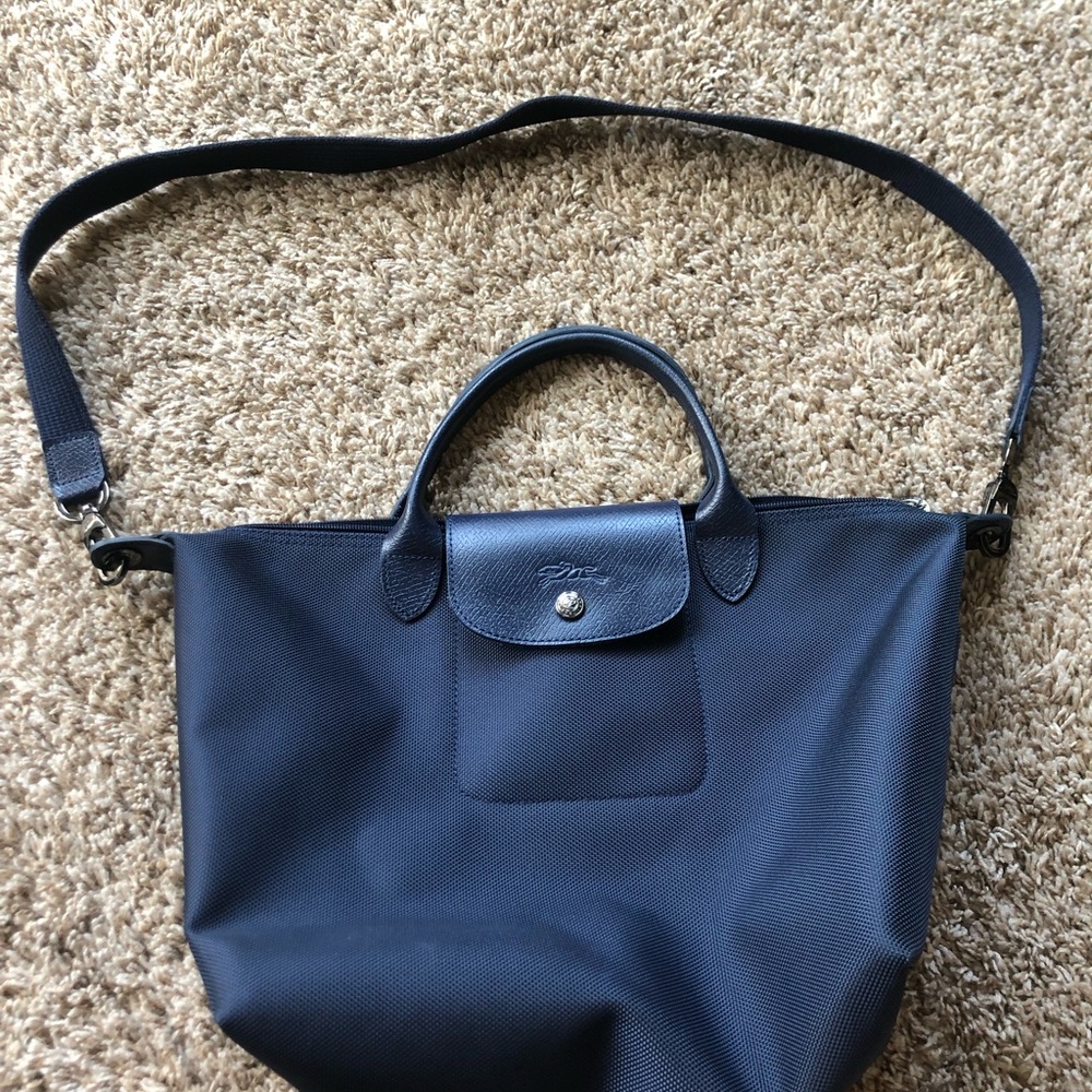 Blue tote bag with strap